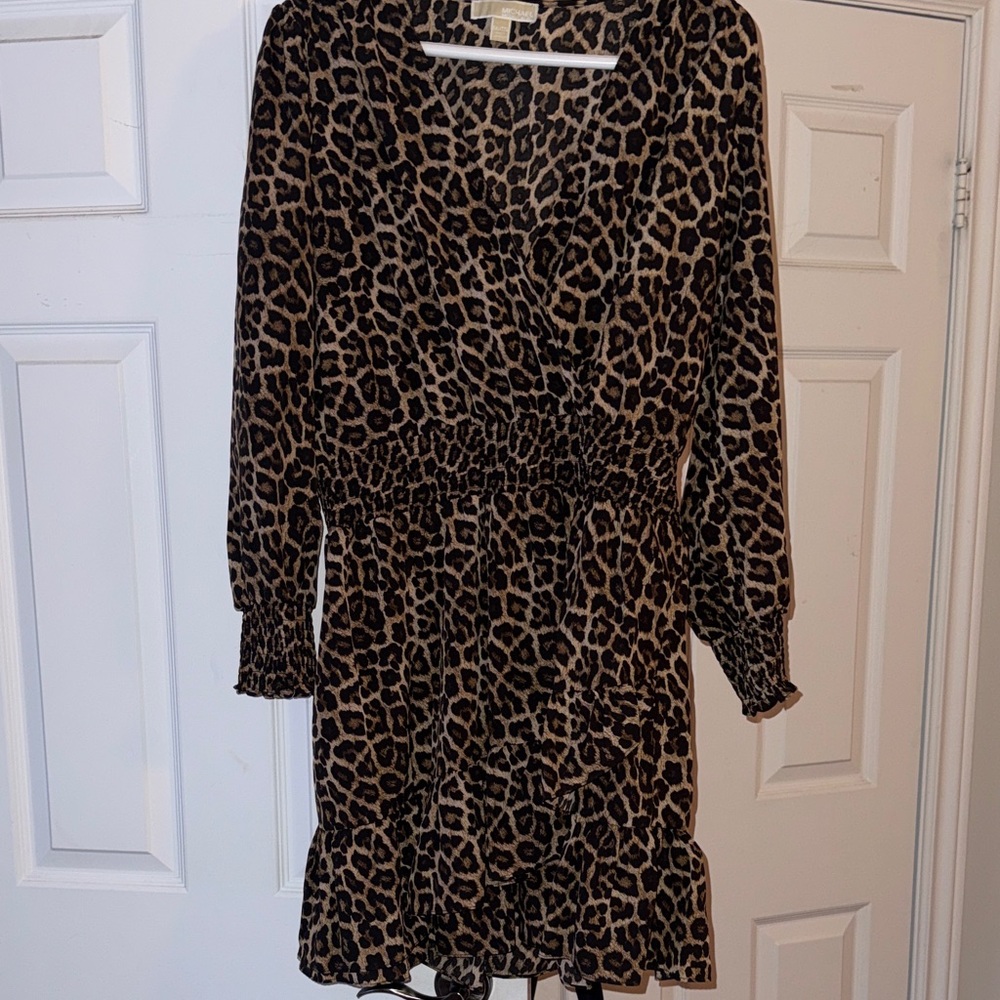 Michael Kors Animal Print Long Sleeve Dress